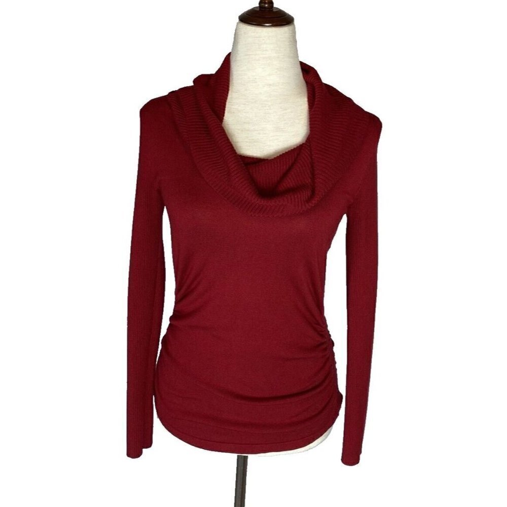 Hooked Up By IOT Red Sweater Cowl Neck Long Sleeve Pullover Ribbed Juniors Sz L